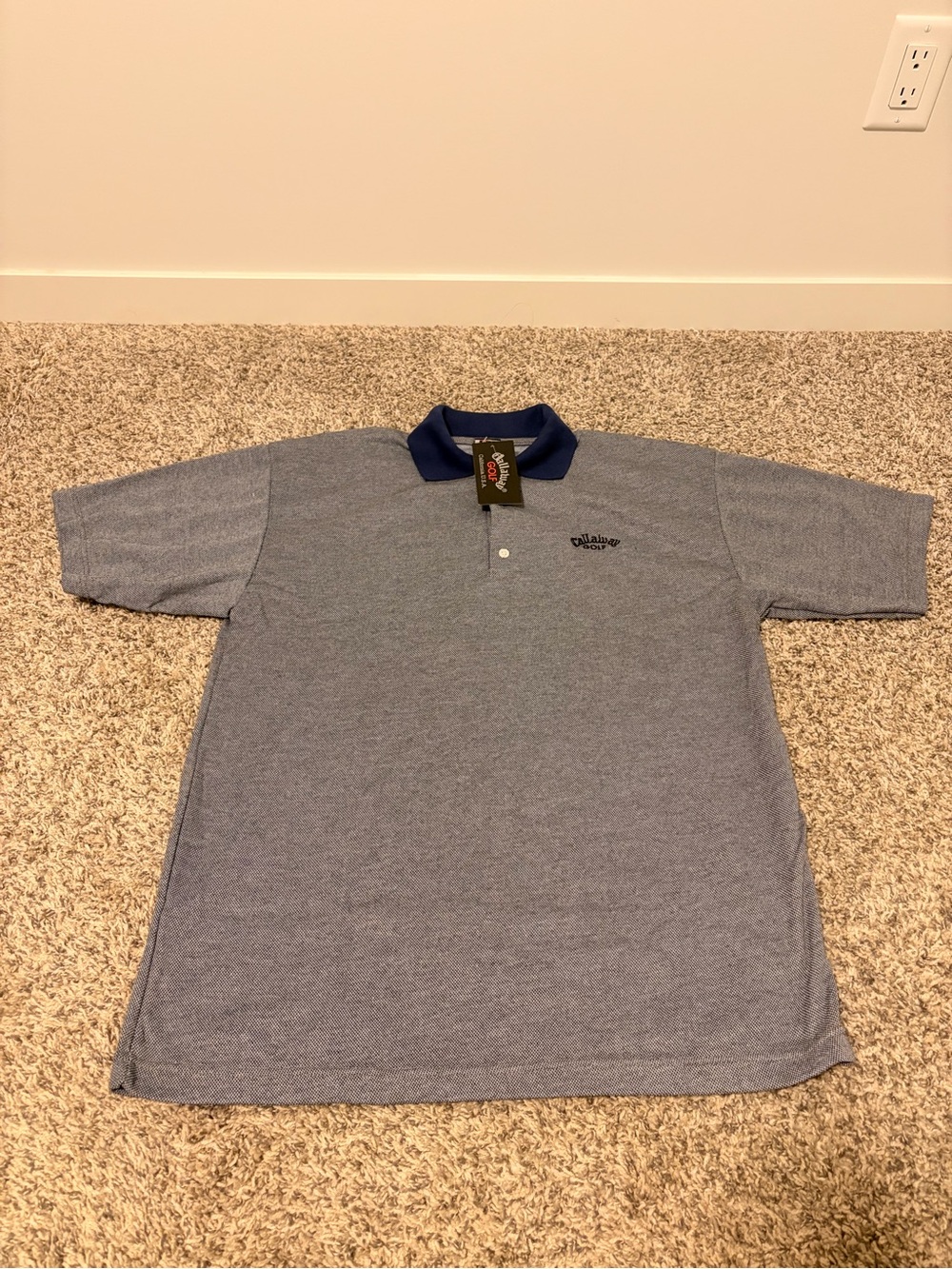 Vintage Callaway Men's Heather Navy Collar Polo - Size large - BNWT